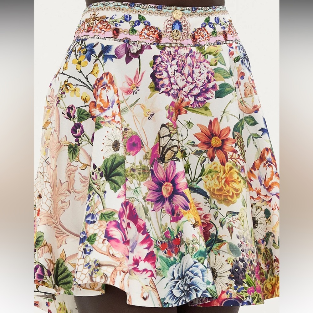 Camilla 2 piece skirt set Queens Bee New Silk crop top and skirt set L - Picture 7 of 9